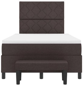 Cama Box com Colchão e Banco Castanho Escuro 120x200 cm Tecido