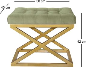 Pouffe Capraz – Dourado e Verde – 50x42x40 cm