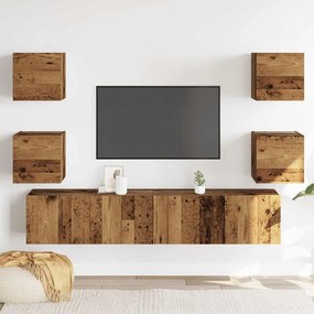 armários de TV montados na parede 6 pcs madeira velha