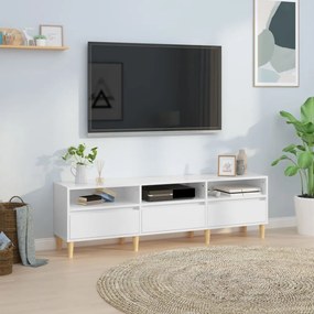 vidaXL Móvel p/ TV 150x30x44,5 cm derivados madeira branco brilhante