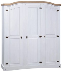 282622 vidaXL Roupeiro Corona Range pinho mexicano com 3 portas branco