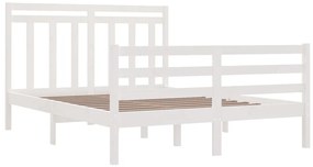 Estrutura de cama casal 135x190 cm madeira maciça branco