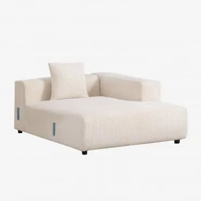 Módulo Chaise Longue Direito Com Almofada Para Sofá Modular Bruna Bombazina Crema Linho - Sklum