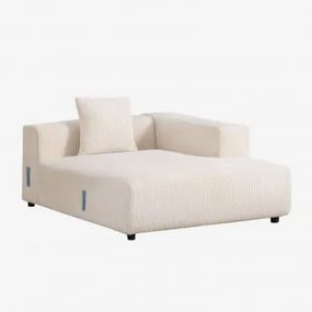 Módulo Chaise Longue Direito Com Almofada Para Sofá Modular Bruna Linho Veludo Bege Linho - Sklum
