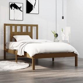 vidaXL Estrutura de cama 100x200 cm pinho maciço castanho mel