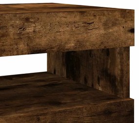 Mesas cabeceira c/ LEDs 2 pcs 60x35x40 cm carvalho fumado