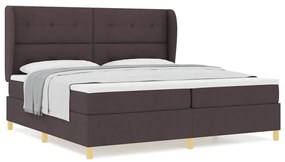 Cama Box Spring vidaXL com Colchão - Castanho Escuro, 200x200 cm, Teci