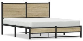 Estrutura de cama sem colchão 140x190 cm metal carvalho sonoma