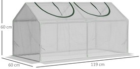 Estufa 119x60x60cm Estufa de Jardim com 2 Janelas Enroláveis para Cult