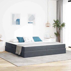 vidaXL Cama com arrumação e colchão Cinza Escuro 200 x 200 cm Veludo