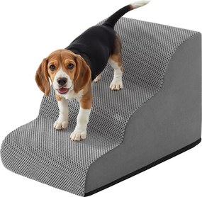 Escada para cães, 3 degraus 57 x 40 x 40 cm – Escada para animais de estimação, tecido waffle cinza ardósia