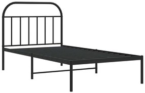 Estrutura de cama com cabeceira 100x190 cm metal preto