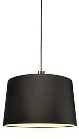 Candeeiro de suspensão moderno em aço com abajur 45 cm preto - Combi 1 Country / Rústico,Moderno