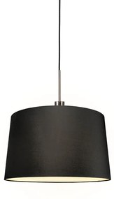 Lâmpada suspensa moderna em aço com abajur 45 cm preto - Combi 1 Country / Rústico,Moderno