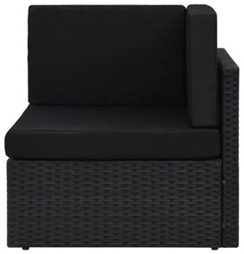 8 pcs conjunto lounge de jardim c/ almofadões vime PE preto
