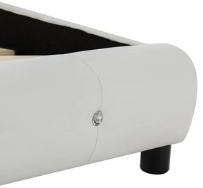 Cama com colchão 160x200 cm couro artificial branco