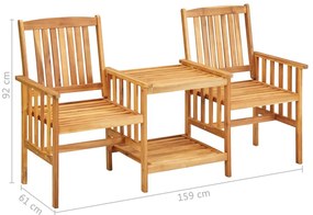 Cadeiras de jardim c/ mesa de centro e almofadões acácia maciça