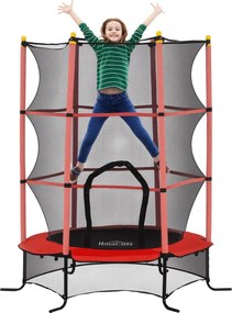 Trampolim infantil Ø 1,63 × 1,9 m de altura Rede de segurança Porta com fecho de correr Proteção para molas 6 postes almofadados Incluído Vermelho