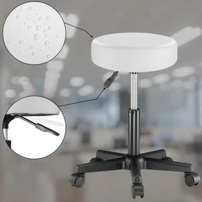 Banco giratório 360° em pele sintética 48 x 48 x 46-60 cm Branco