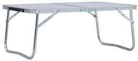 Mesa de campismo dobrável 60x40 cm alumínio branco