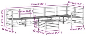 7 pcs conjunto de sofás para jardim madeira de pinho maciça