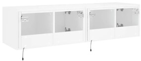 Móveis de parede p/ TV com luzes LED 2 pcs 60x35x31 cm branco