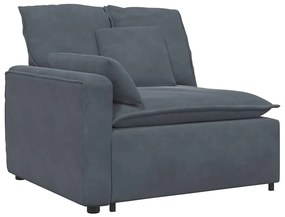 Sofá modular com almofadas veludo cinzento-escuro