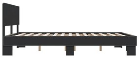 Estrutura de cama 150x200 cm derivados de madeira/metal preto