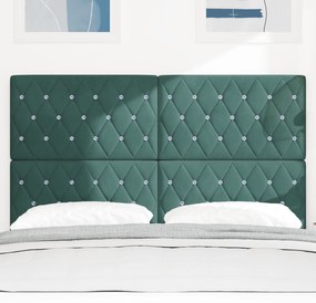 Cabeceira com Botões de Cristal Tufted Verde Escura 140 cm Veludo