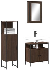 vidaXL 3 pcs conj. móveis WC derivados madeira cor carvalho castanho
