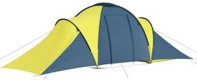 Tenda de campismo para 6 pessoas azul e amarelo