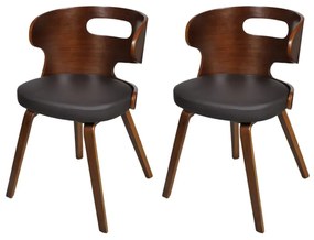 vidaXL Cadeiras de jantar 2 pcs couro artificial castanho