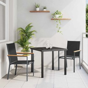 vidaXL Conjunto de Jantar de Jardim de 3 Peças Preto Textilene e Aço