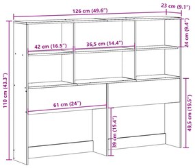 Cabeceira com arrumação 120 cm pinho maciço castanho-mel