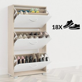 Sapateira Armário para sapatos 115x60x24cm em carvalho/branco
