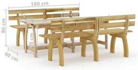 3 pcs conjunto de jantar p/ jardim pinho impregnado