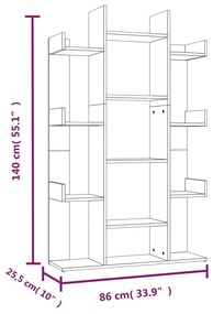 Estante 86x25,5x140 cm derivados de madeira cinzento sonoma