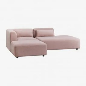 Sofá Modular De Canto De 2 Peças Com Chaise Direita E Pufe Fogler Bombazina Rosé - Sklum