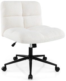 Cadeira de trabalho giratória moderna com pernas cruzadas e rodas - cinza