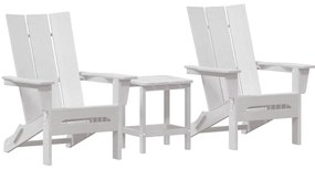 Conjunto de Lounge de Jardim 3 Peças vidaXL Branco HDPE