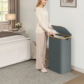 Cesto da roupa suja com tampa 42 x 32 x 70,5 cm, 100 litros, em tecido Oxford cinzento ardósia