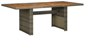 Mesa de jardim vime PE e madeira acácia maciça castanho