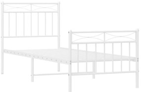 Estrutura de cama com cabeceira e pés 75x190 cm metal branco