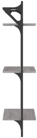 Estante 3 prateleiras c/ barras 2pcs 30x25x100 cm cinza sonoma