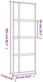 Porta deslizante 76x205 cm vidro ESG/alumínio dourado