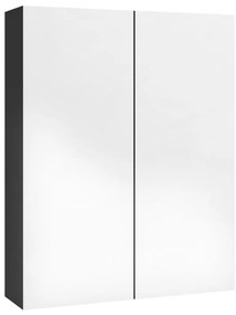 Armário espelhado p/ casa banho 60x15x75 cm MDF preto brilhante