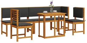Conjunto de Jantar para o Jardim com 6 Peças e Almofadas em Madeira Só