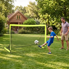 Conjunto de 2 Balizas de Futebol Infantis Pop-up, 182 x 122 x 118 cm, Estrutura Dobrável, Verde