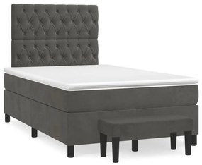 vidaXL Cama boxspring com colchão 120x190 cm veludo cinzento-escuro
