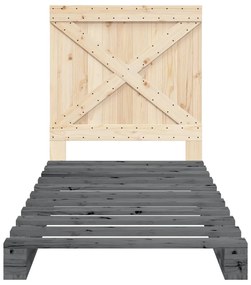 Estrutura de cama com cabeceira 90x200 cm pinho maciço cinzento